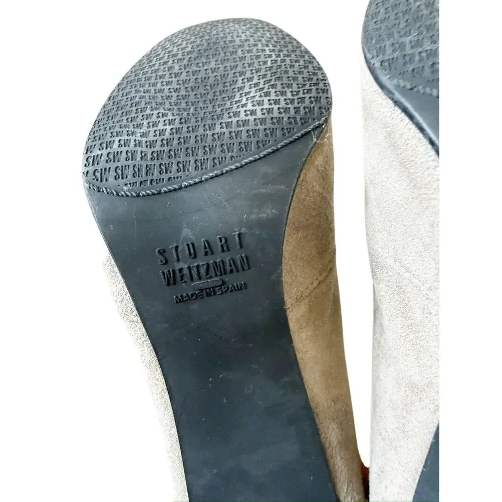Stuart Weitzman Landmark Gray Over the Knee Suede Heeled Boot EU 36